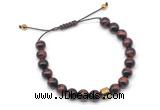 CGB9503 8mm, 10mm red tiger eye & drum hematite adjustable bracelets