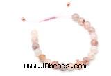 CGB9523 8mm, 10mm pink quartz & cross hematite adjustable bracelets