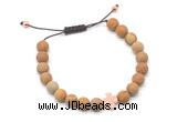 CGB9562 8mm, 10mm matte wooden jasper & cross hematite adjustable bracelets