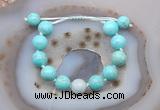 CGB9604 12mm round blue howlite & aquamarine adjustable bracelets