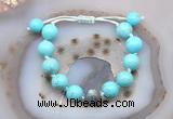 CGB9606 12mm round blue howlite & labradorite adjustable bracelets