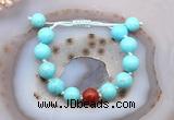 CGB9613 12mm round blue howlite & red agate adjustable bracelets