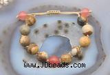 CGB9719 12mm round picture jasper & cherry quartz adjustable bracelets