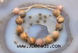 CGB9720 12mm round picture jasper & moonstone adjustable bracelets