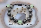 CGB9809 12mm round black labradorite & candy jade adjustable bracelets