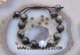 CGB9811 12mm round black labradorite & blue lace agate adjustable bracelets