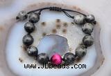 CGB9814 12mm round black labradorite & red tiger eye adjustable bracelets