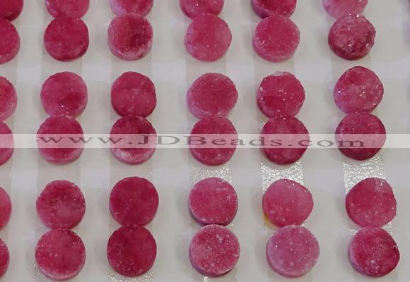 CGC107 12mm flat round druzy quartz cabochons wholesale