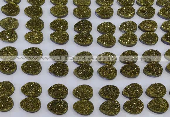 CGC244 12*16mm flat teardrop druzy quartz cabochons wholesale