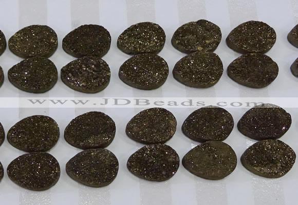 CGC265 15*20mm flat teardrop druzy quartz cabochons wholesale