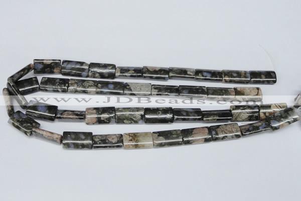 CGE06 15.5 inches 12*20mm flat tube glaucophane gemstone beads