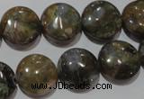 CGE125 15.5 inches 15mm flat round glaucophane gemstone beads