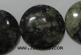 CGE129 15.5 inches 30mm flat round glaucophane gemstone beads