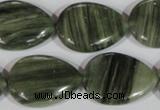 CGH15 15.5 inches 20*27mm flat teardrop green hair stone beads