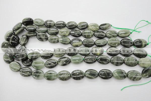 CGH46 15.5 inches 15*20mm oval green hair stone beads wholesale