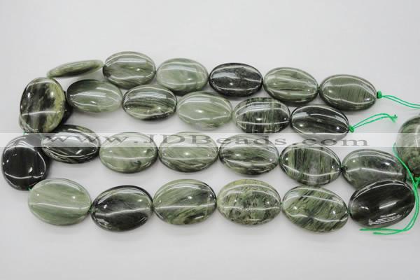 CGH48 15.5 inches 22*30mm oval green hair stone beads wholesale