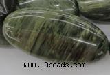 CGH51 15.5 inches 25*50mm oval green hair stone beads wholesale