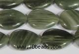 CGH55 15.5 inches 15*20mm flat teardrop green hair stone beads