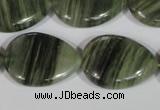 CGH56 15.5 inches 18*25mm flat teardrop green hair stone beads