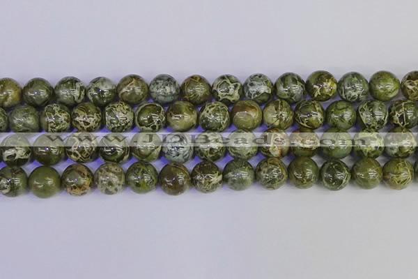 CGJ355 15.5 inches 14mm round green bee jasper beads wholesale