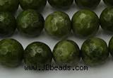 CGJ463 15.5 inches 10mm faceted round green jasper beads wholesale