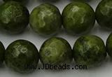 CGJ465 15.5 inches 14mm faceted round green jasper beads wholesale