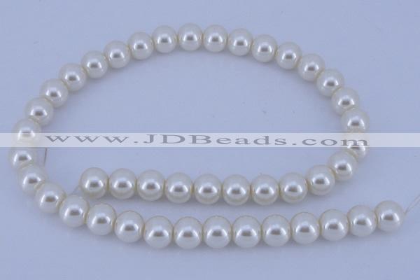 CGL14 10PCS 16 inches 8mm round dyed glass pearl beads wholesale