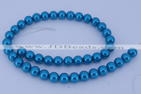 CGL256 5PCS 16 inches 12mm round dyed glass pearl beads wholesale