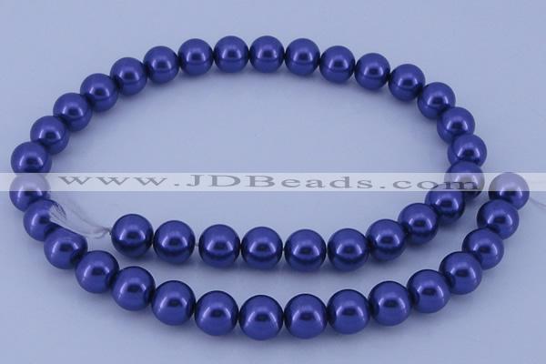 CGL264 10PCS 16 inches 8mm round dyed glass pearl beads wholesale