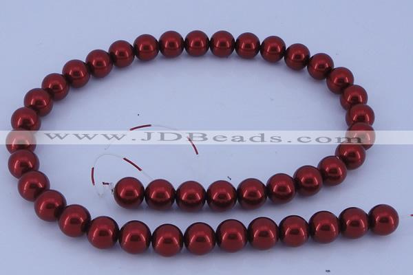 CGL325 5PCS 16 inches 10mm round dyed glass pearl beads wholesale