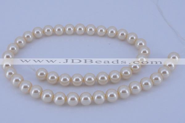 CGL34 10PCS 16 inches 8mm round dyed glass pearl beads wholesale