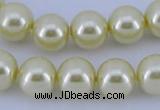 CGL82 10PCS 16 inches 4mm round dyed glass pearl beads wholesale