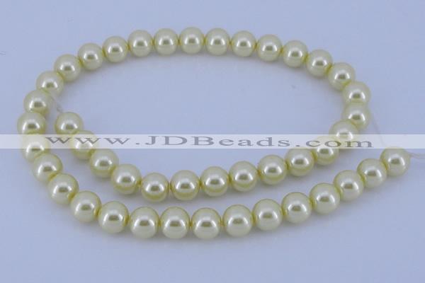 CGL87 5PCS 16 inches 14mm round dyed glass pearl beads wholesale