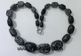 CGN132 22 inches 10*14mm - 20*30mm nuggets snowflake obsidian necklaces