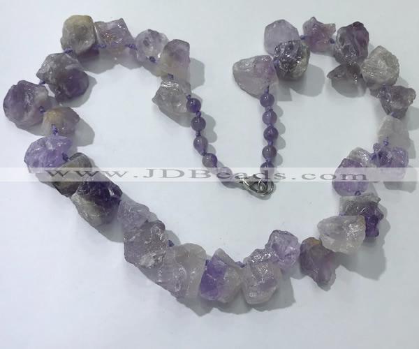 CGN156 18.5 inches 12*16mm - 13*18mm nuggets light amethyst necklaces