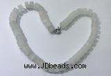 CGN170 20 inches 7*12mm - 9*12mm tyre matte white crystal necklaces