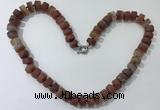 CGN177 20 inches 7*12mm - 9*12mm tyre matte red agate necklaces