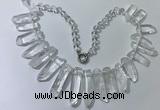 CGN185 23 inches 8*20mm - 11*60mm white crystal stick necklaces