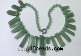 CGN194 23 inches 8*20mm - 11*60mm green aventurine stick necklaces