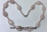 CGN200 22 inches 6mm round & 18*25mm oval rose quartz necklaces