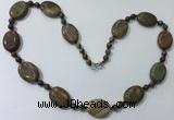 CGN206 22 inches 6mm round & 18*25mm oval jasper necklaces