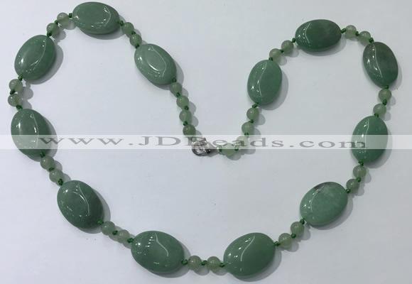 CGN209 22 inches 6mm round & 18*25mm oval green aventurine necklaces