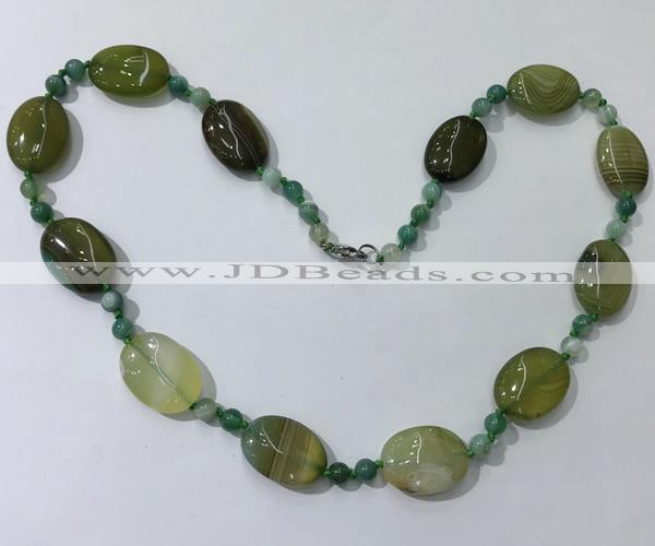 CGN220 22 inches 6mm round & 18*25mm oval agate necklaces