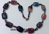 CGN241 22 inches 6mm round & 18*25mm rectangle agate necklaces