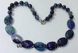 CGN255 20.5 inches 8mm round & 18*25mm oval agate necklaces