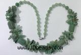 CGN312 27.5 inches chinese crystal & green aventurine beaded necklaces