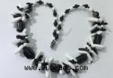 CGN317 chinese crystal, white porcelain & black agate beaded necklaces