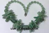 CGN336 20.5 inches chinese crystal & green aventurine beaded necklaces