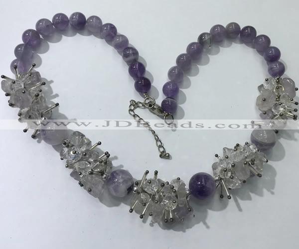 CGN351 19.5 inches chinese crystal & light amethyst beaded necklaces