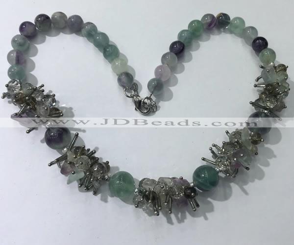 CGN353 19.5 inches chinese crystal & fluorite beaded necklaces